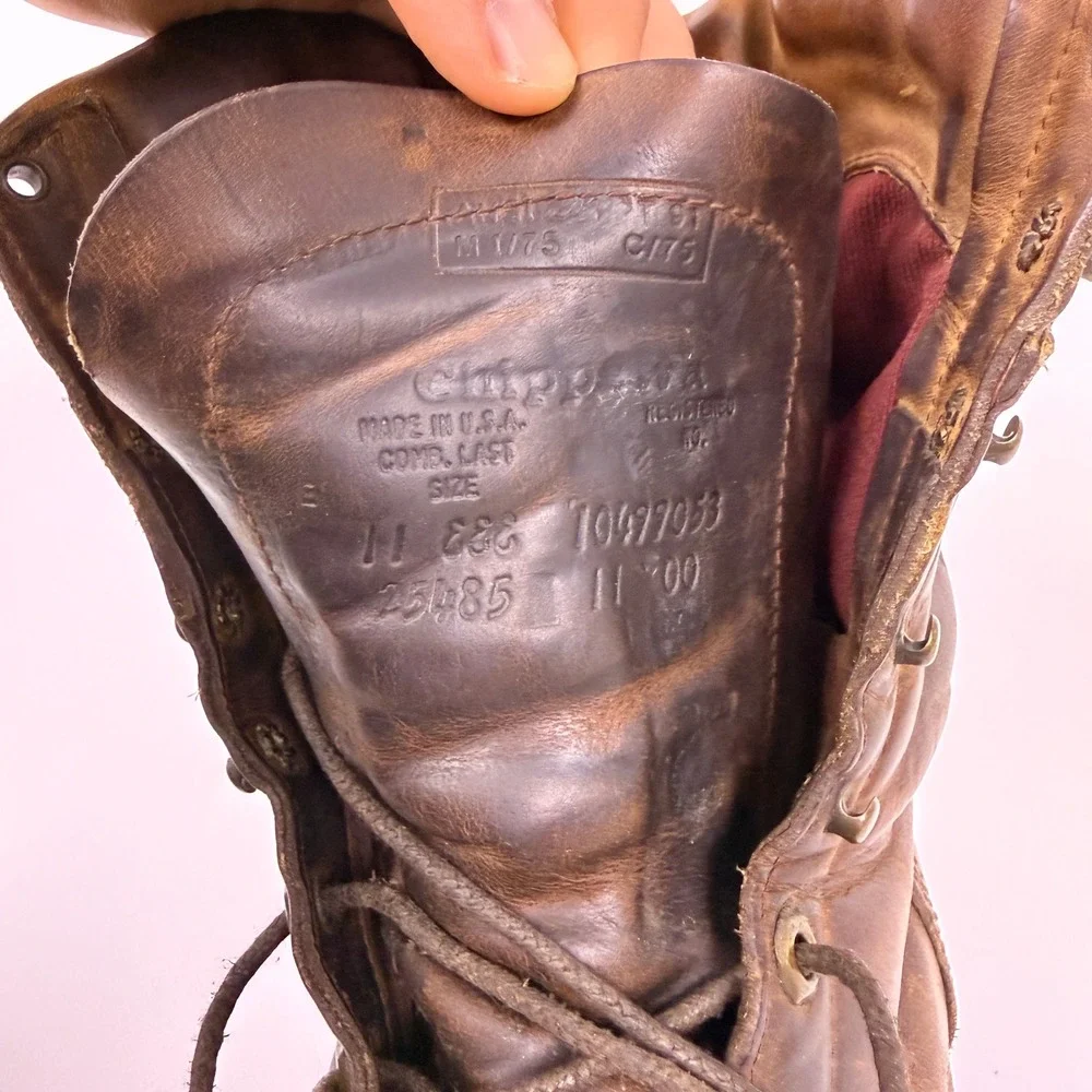 VTG Chippewa Crazy Horse Logger Boots Steel Toe Super 11 EEE 3E USA Made 25485